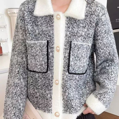 Damen Kuschelige Strickjacke mit Taschen Drune