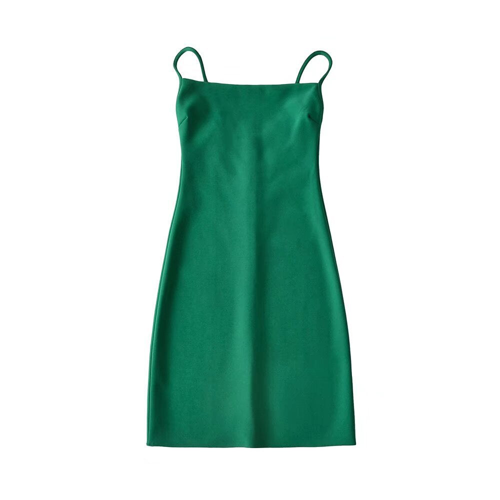 Damen elegantes Spaghettiträger-Kleid Drune