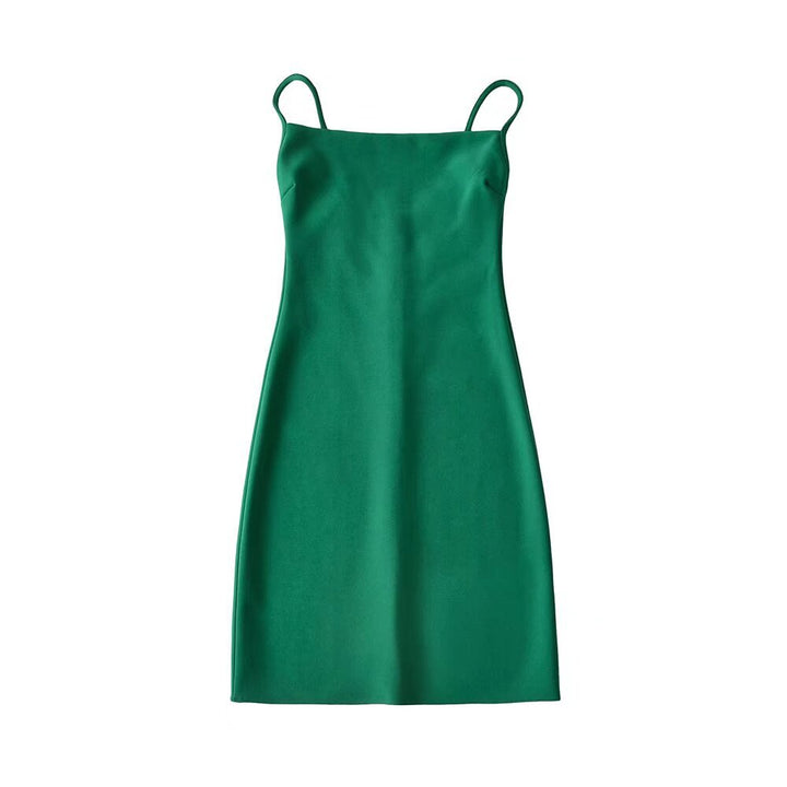 Damen elegantes Spaghettiträger-Kleid Drune