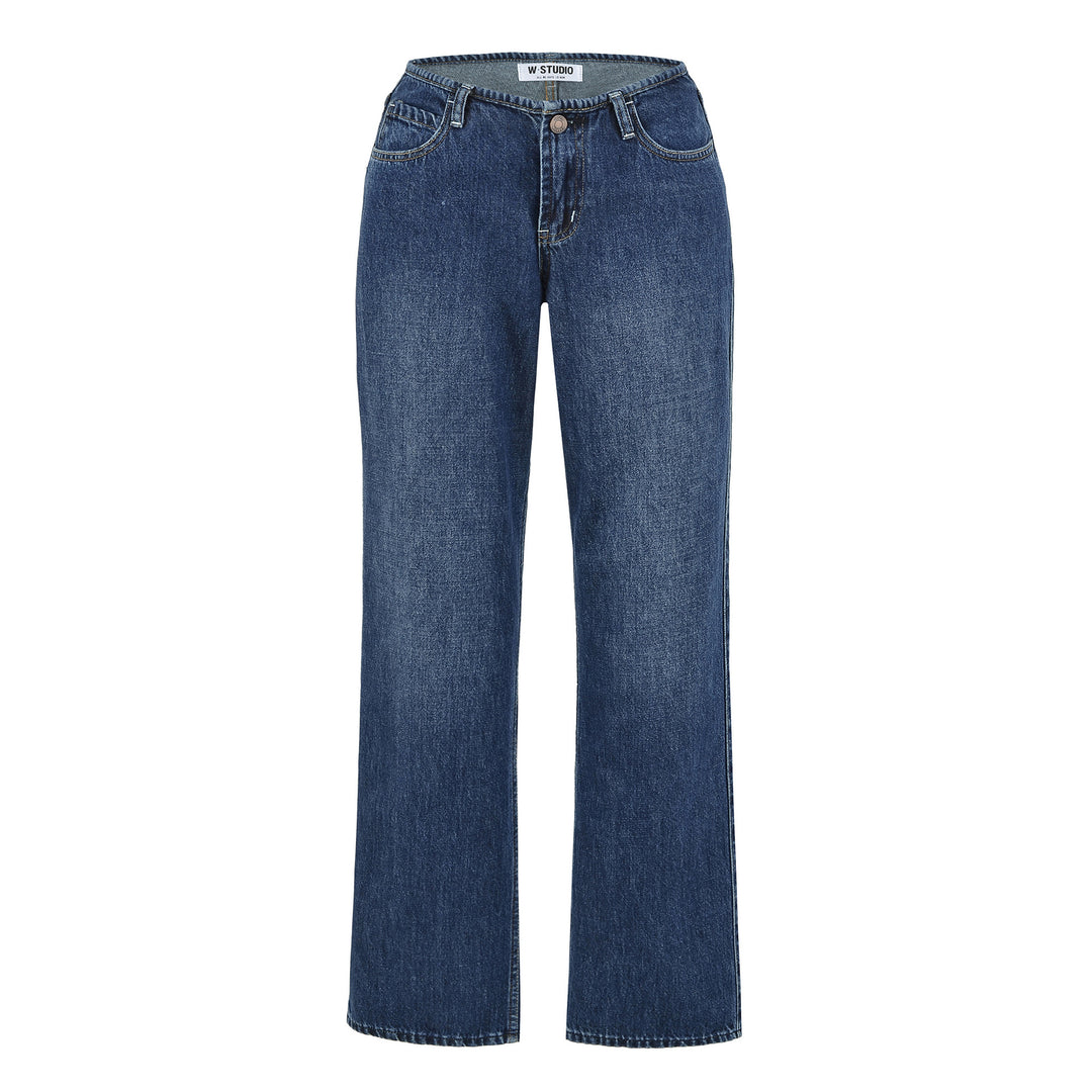 Damen Highwaist Cropped-Jeans mit geradem Schnitt und weitem Bein Drune