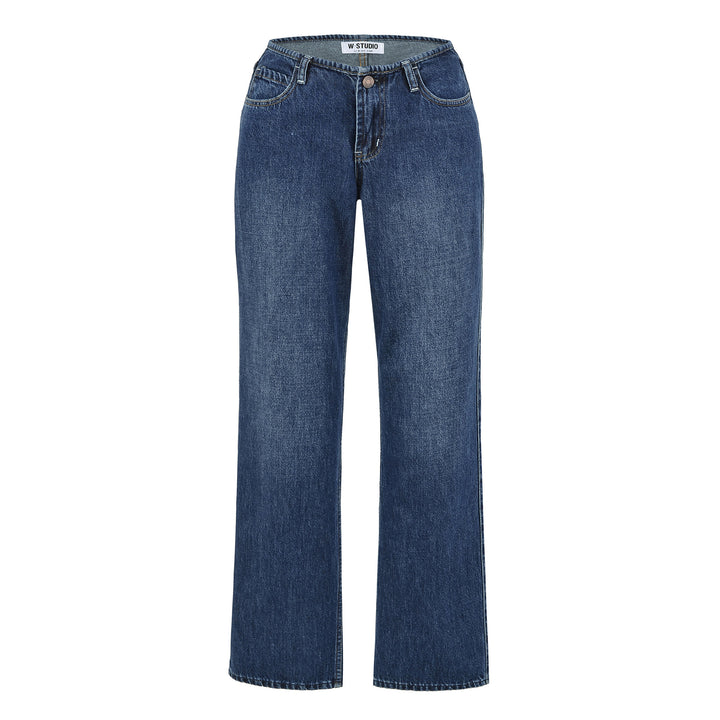 Damen Highwaist Cropped-Jeans mit geradem Schnitt und weitem Bein Drune
