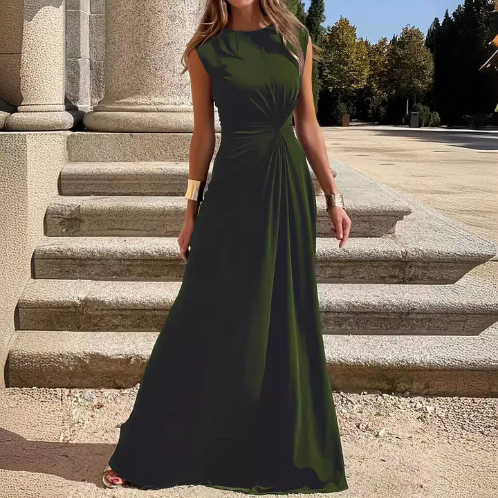 Drune | Elegantes Langarmkleid mit Revers und glattem V-Ausschnitt für Frauen