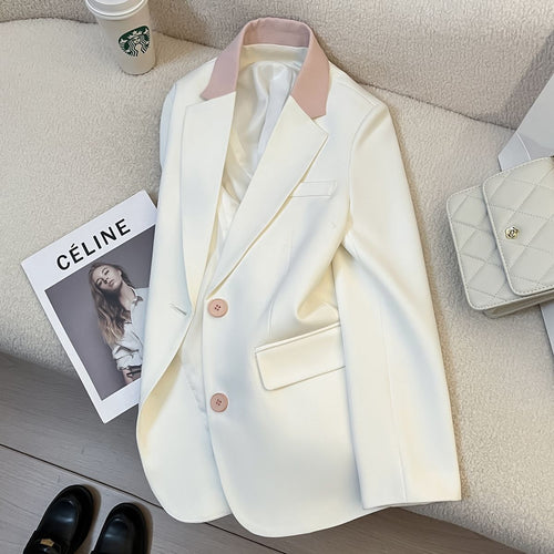 Damen modischer Blazer mit kontrastierendem Kragen Drune