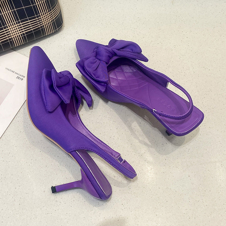 Damen elegante Slingback-Pumps mit modischem Schleifen-Detail und komfortablem Blockabsatz Drune