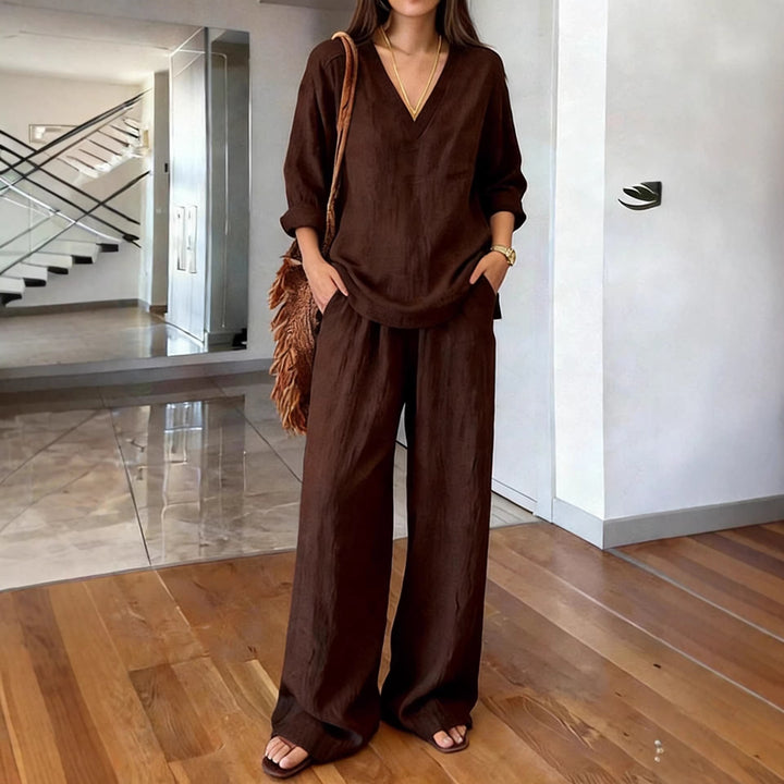 Damen Bequeme Leinen-Hose mit lässigem Schnitt und praktischen Taschen Drune