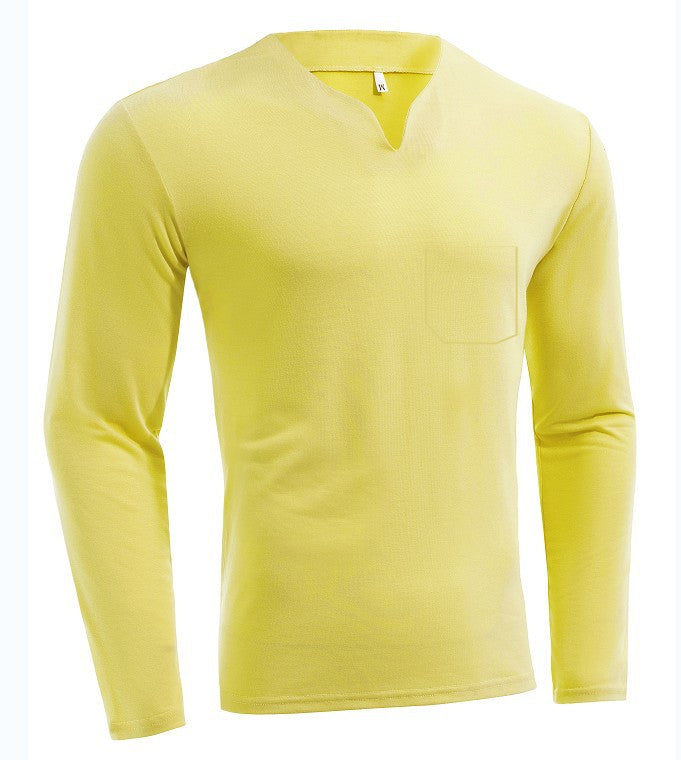 Herren nan Langarmshirt mit V-Ausschnitt Slim Fit Baumwollmix und elastischem Komfortbund Drune