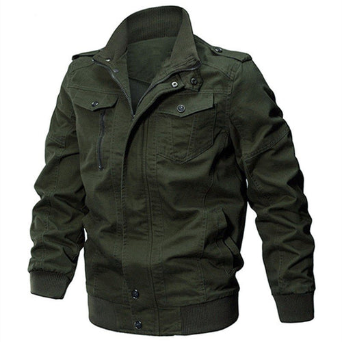 Herren Militärisch inspirierte Canvas-Übergangsjacke mit Stehkragen und Epauletten Drune