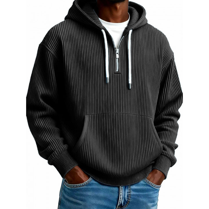 Herren Modischer Kapuzenpullover mit Reißverschluss und Rippstruktur Drune