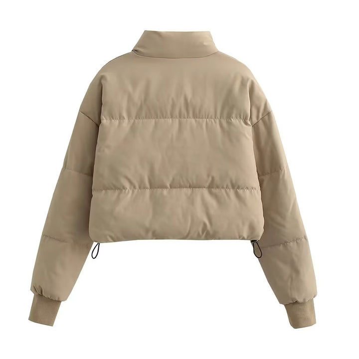 Damen nan cropped Steppjacke mit hohem Kragen, elastischen Bündchen und verdecktem Kordelzug Drune