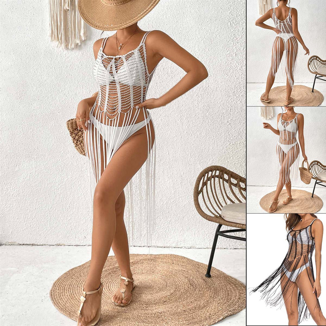 Damen Häkel-Strandüberwurf mit modischem Fransen-Design Drune