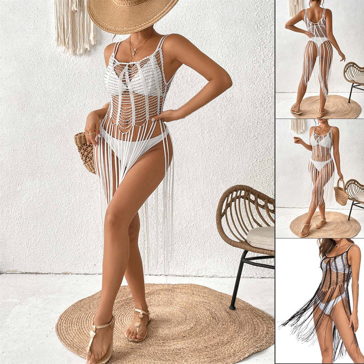Damen Häkel-Strandüberwurf mit modischem Fransen-Design Drune