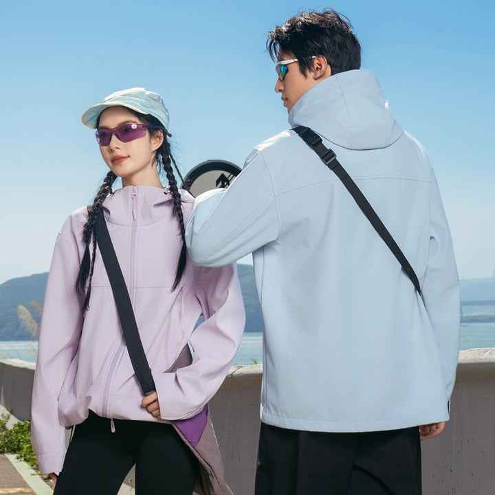 Herren Softshell-Outdoorjacke mit Kapuze, winddicht und wasserabweisend Drune