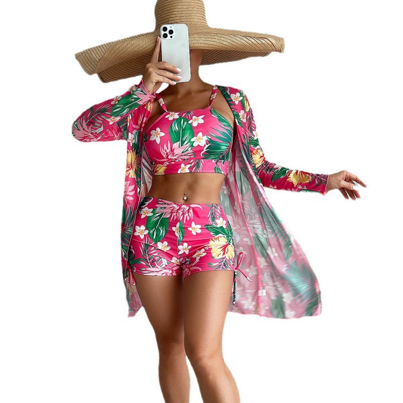 Damen trendiges Strandoutfit mit floralem Muster Drune