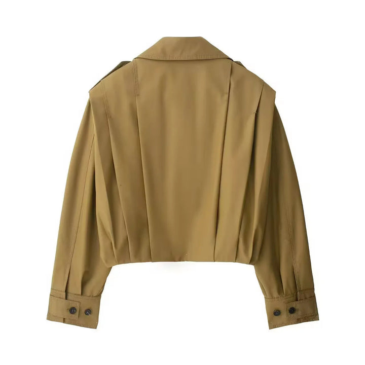 Damen nan cropped Kurzblazer mit kastigem Schnitt, verlängerter Manschette und präzisen Abnähern Drune