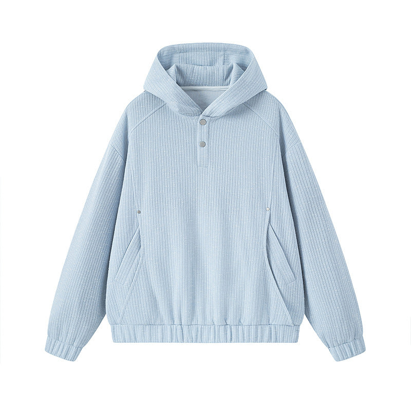 Damen Modischer Kapuzenpullover mit Knopfdetails Drune