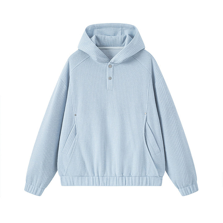 Damen Modischer Kapuzenpullover mit Knopfdetails Drune