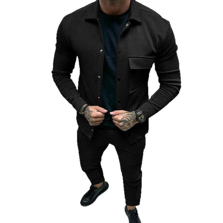 Herren elegantes Freizeitanzug mit modischem Streifenmuster Drune