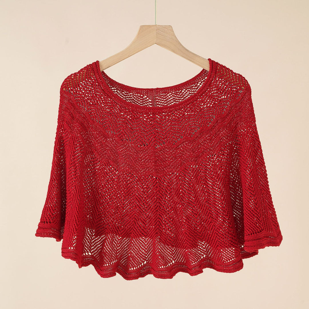 Damen luftiger Strickponcho im modernen Design Drune