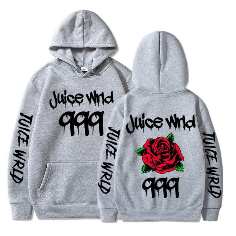 Damen Kapuzenpullover mit auffälligem Grafikdesign und romantischem Rosenmotiv Drune