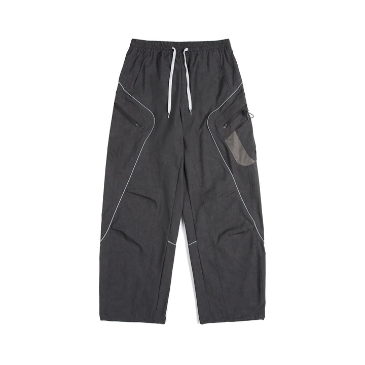Unisex Cargo-Culotte-Hose mit elastischem Bund, Reißverschlusstaschen und Mesh‑Einsätzen Drune