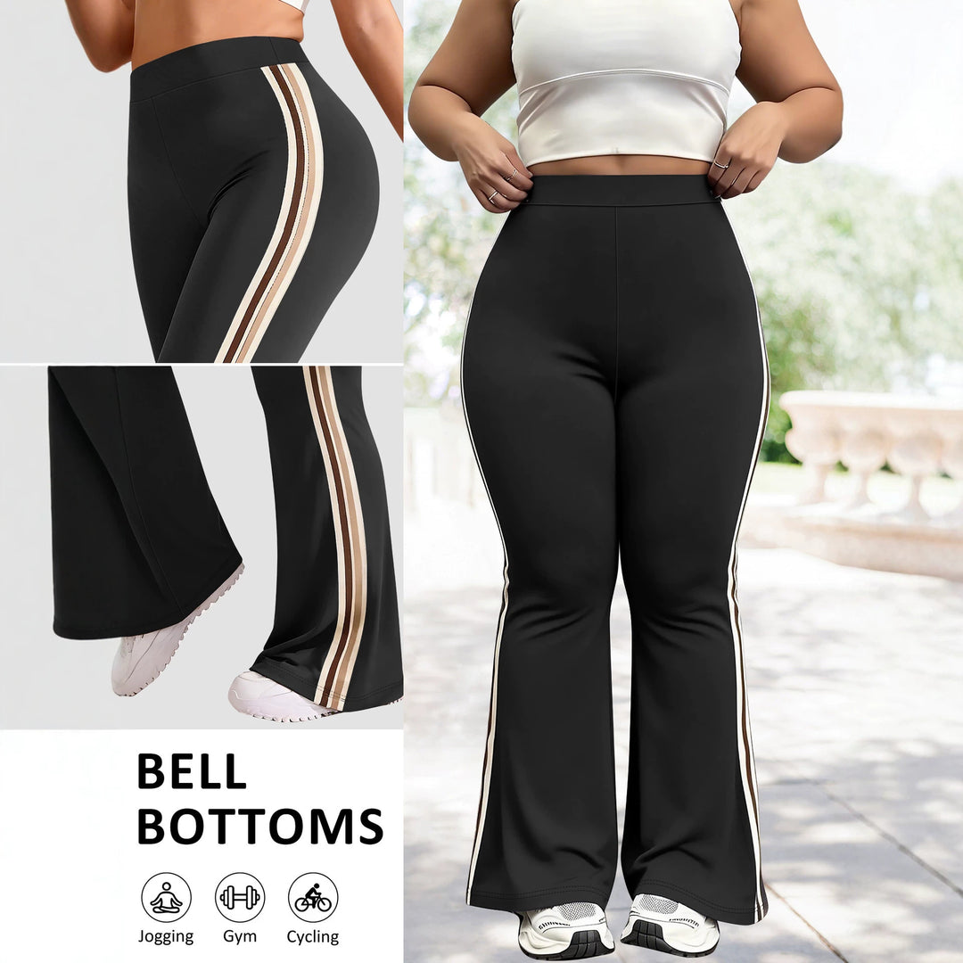 Damen High-Waist Schlaghose mit seitlichem Streifen und Scrunch-Po Drune