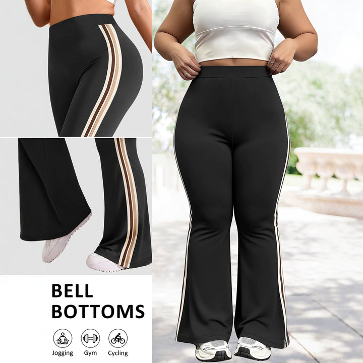 Damen High-Waist Schlaghose mit seitlichem Streifen und Scrunch-Po Drune