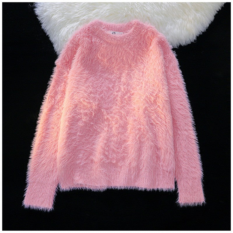 Damen Flauschiger Rundhalspullover Drune