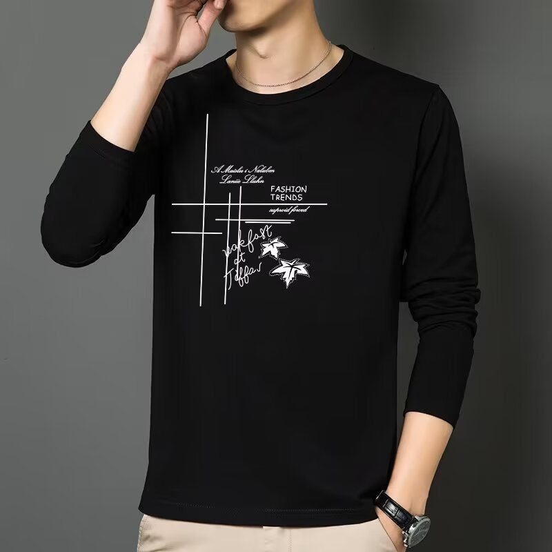 Herren Modisches Langarmshirt mit kreativem Druck Drune