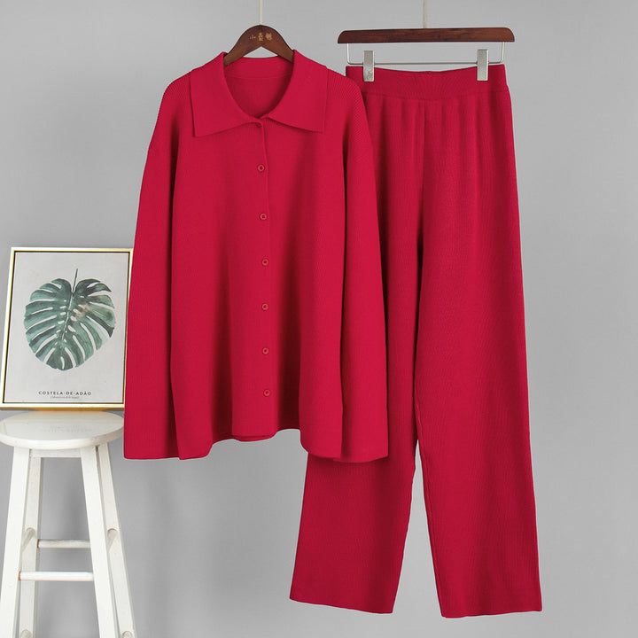 Damen Bequemes Strick-Ensemble aus weicher Baumwolle Drune
