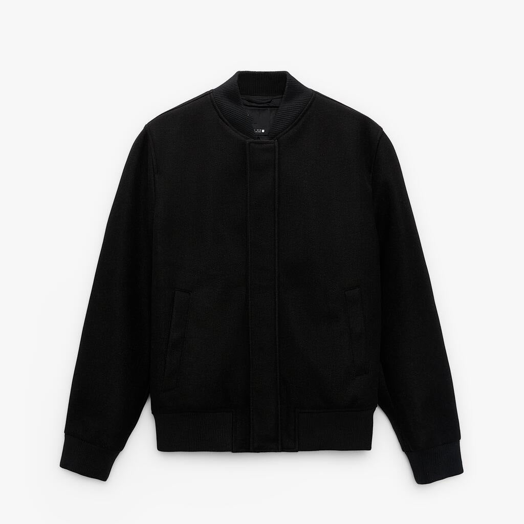 Herren Bomberjacke aus Wollmix im Boxy‑Cut mit verdeckter Druckknopfleiste und Rippbündchen Drune