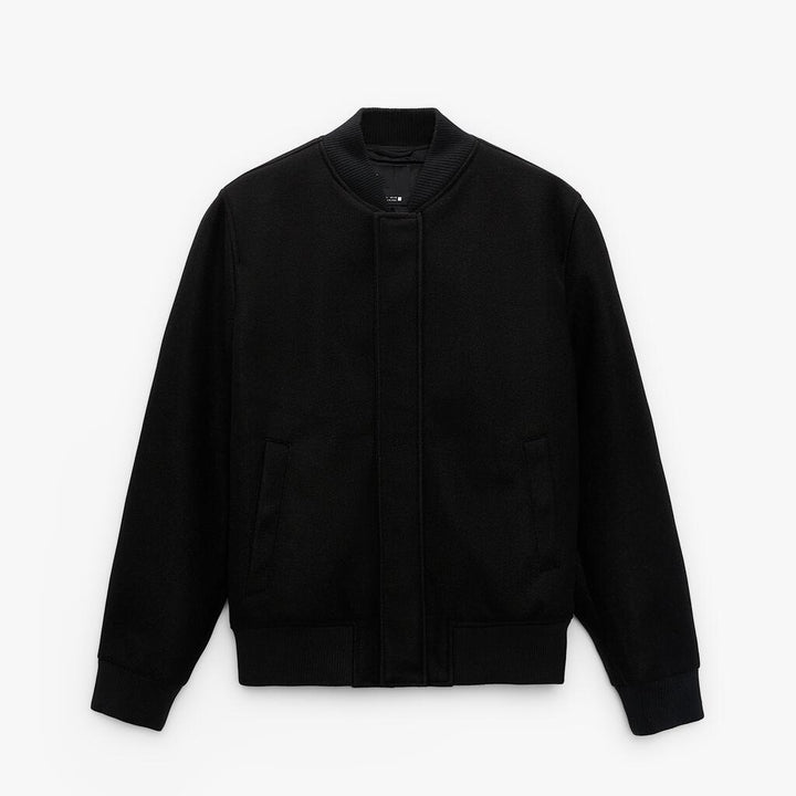 Herren Bomberjacke aus Wollmix im Boxy‑Cut mit verdeckter Druckknopfleiste und Rippbündchen Drune