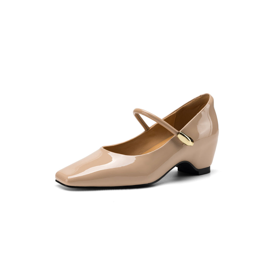 Damen Elegante Mary Jane Absatzschuhe mit spitzem Design und großzügigem Riemen Drune