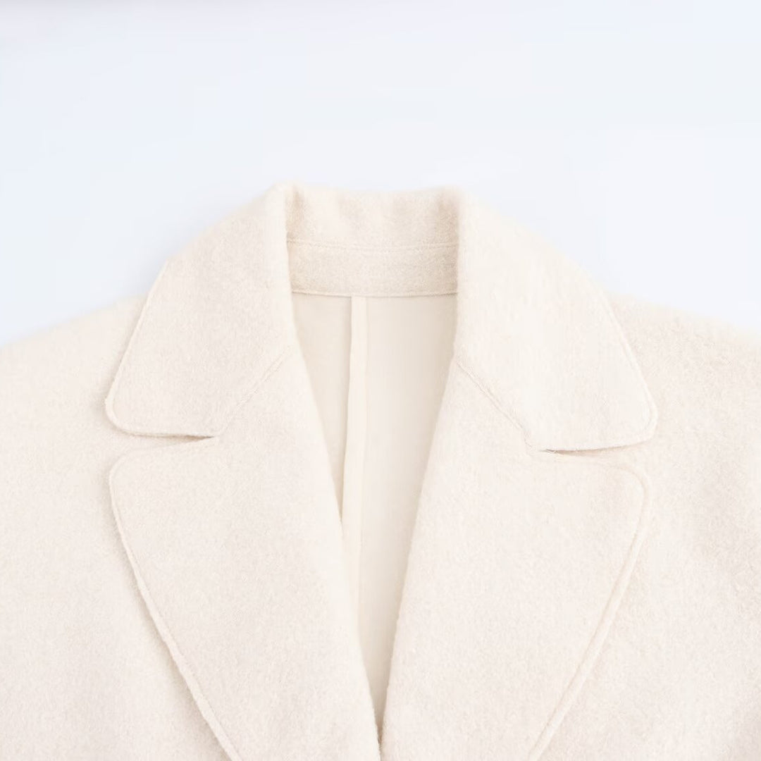 Damen Oversize Einreihiger Walkmantel mit breitem Revers und aufgesetzten Taschen Drune