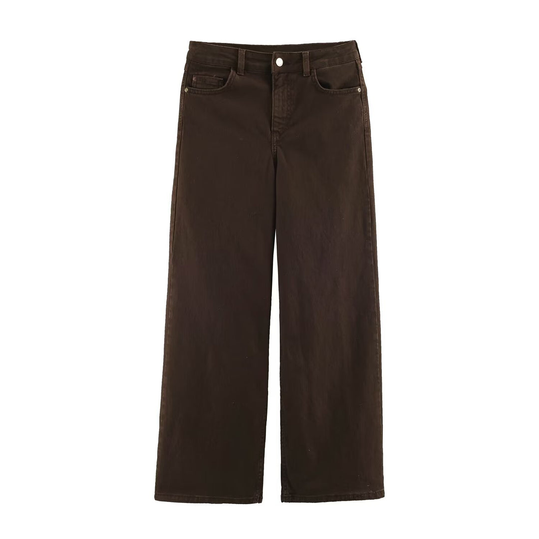 Damen Hochtaillierte Cropped Jeans mit weitem Bein und Fünf‑Taschen‑Schnitt Drune