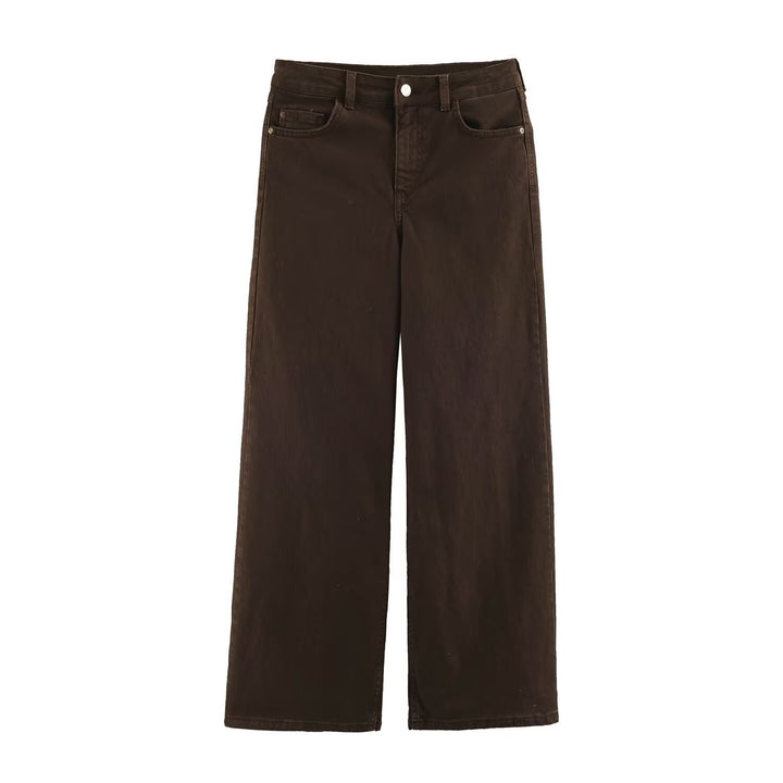 Damen Hochtaillierte Cropped Jeans mit weitem Bein und Fünf‑Taschen‑Schnitt Drune