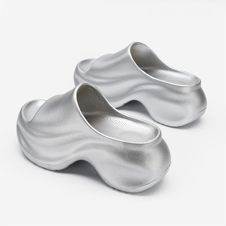 Femme Stilvolle Offene Zehen Clogs mit Einzigartigem Skulptiertes Design Drune