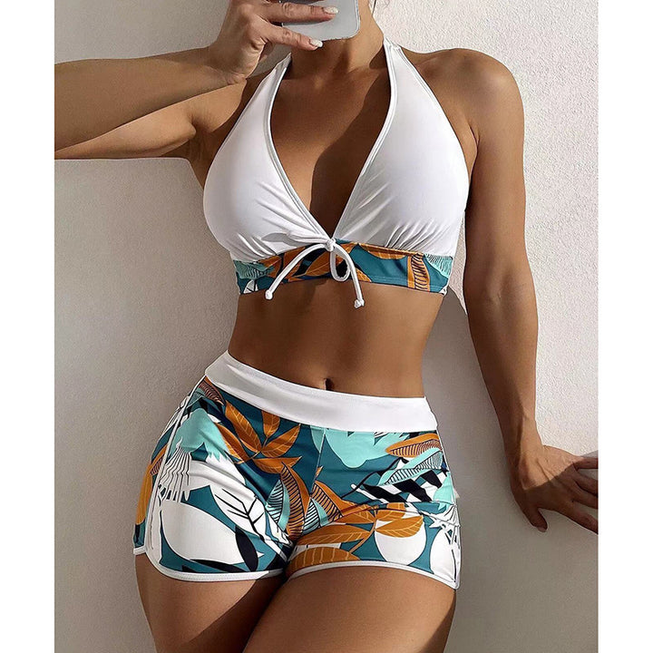 Damen Sportliches Crop-Top Bikini-Set mit floralem Druck Drune