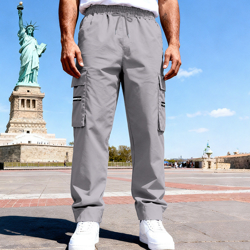 Herren Cargo-Freizeithose mit elastischem Bund, Tunnelzug & Zip-Taschen Drune