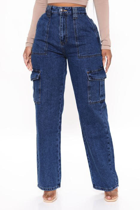 Damen Cargo-Hosen mit vielfältigen Taschen und hohem Bund Drune