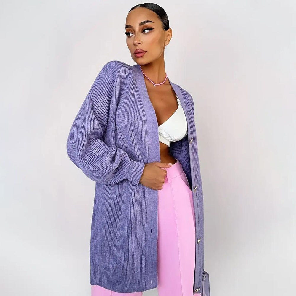 Damen Strickmantel mit oversized Schnitt und eleganten Knopfdetails Drune