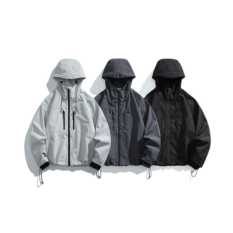 Herren Technische Regen-Softshell-Jacke mit Kapuze, Reißverschluss und verstellbarem Saum Drune