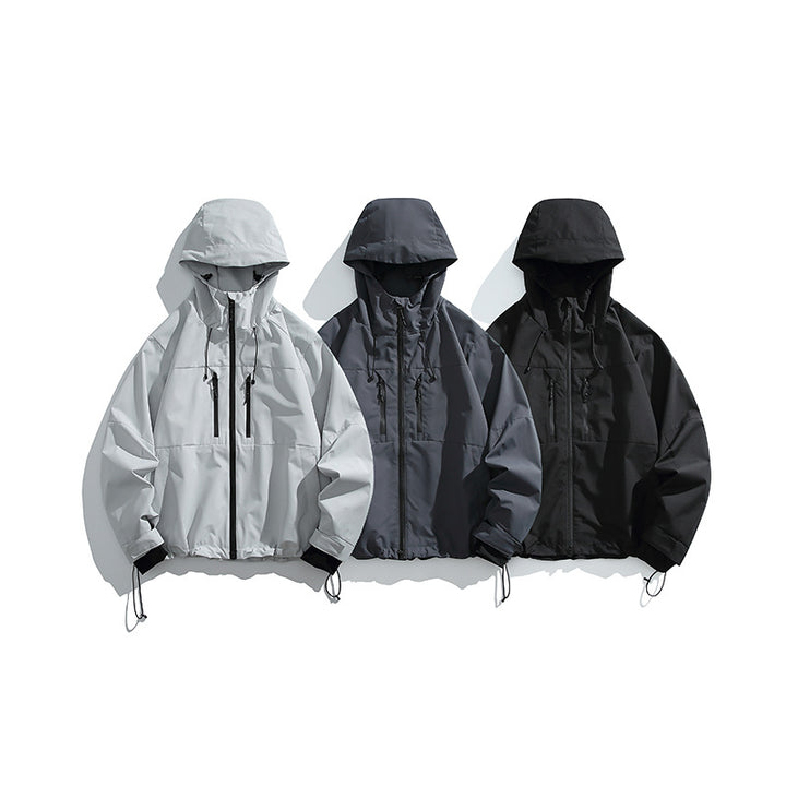 Herren Technische Regen-Softshell-Jacke mit Kapuze, Reißverschluss und verstellbarem Saum Drune