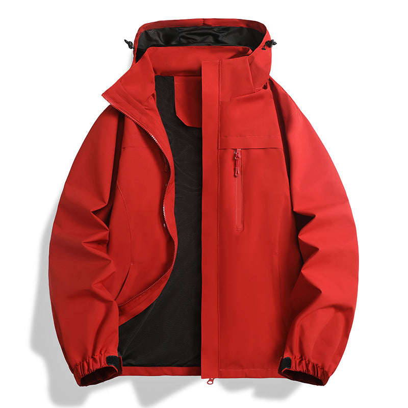 Herren Wasser- und winddichte Softshell-Outdoorjacke mit Kapuze, atmungsaktivem Meshfutter und Brustreißverschluss Drune