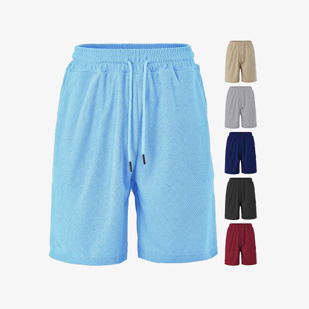 Herren nan Frottee-Shorts mit Fischgrätstruktur, elastischem Kordelbund und Seitentaschen Drune