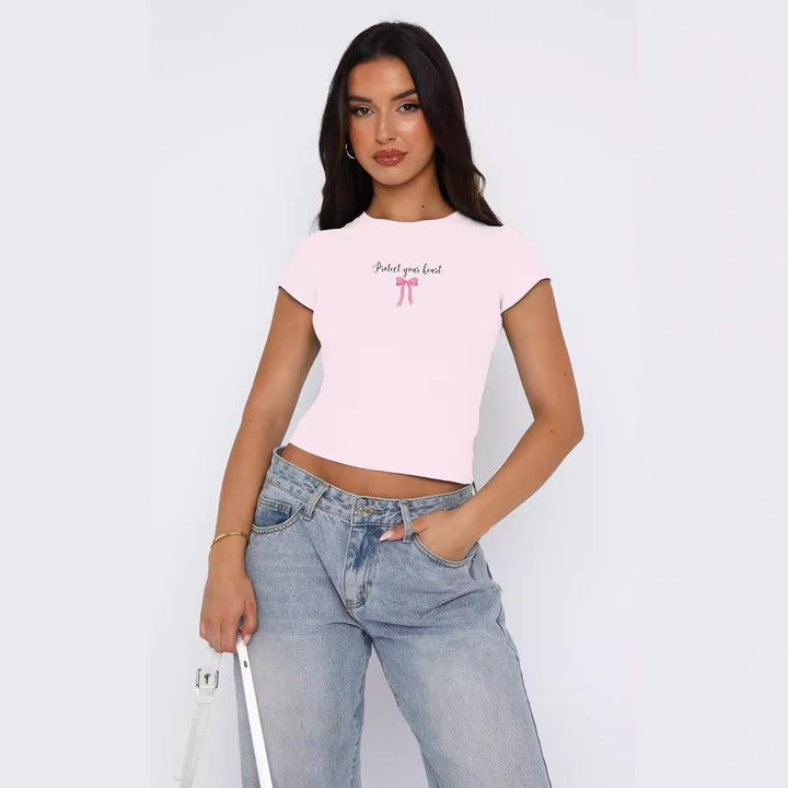 Damen bequemes Crop-Top mit modischem Druck Drune