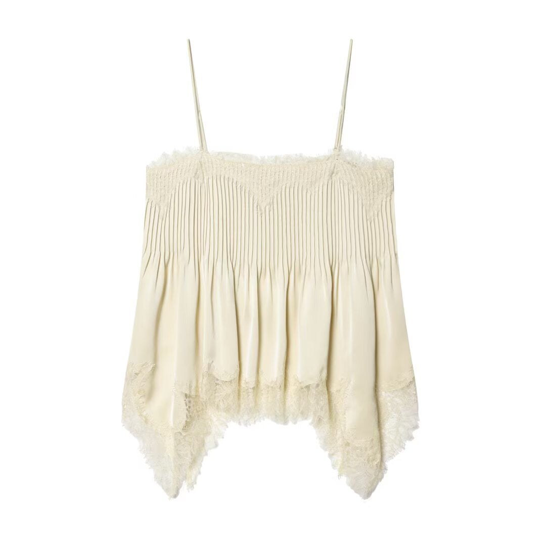 Damen Spitzen-Camisole mit raffiniertem Faltenwurf und hochwertiger Satinoberfläche Drune