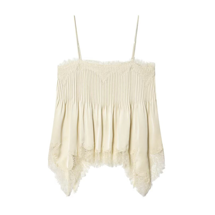 Damen Spitzen-Camisole mit raffiniertem Faltenwurf und hochwertiger Satinoberfläche Drune