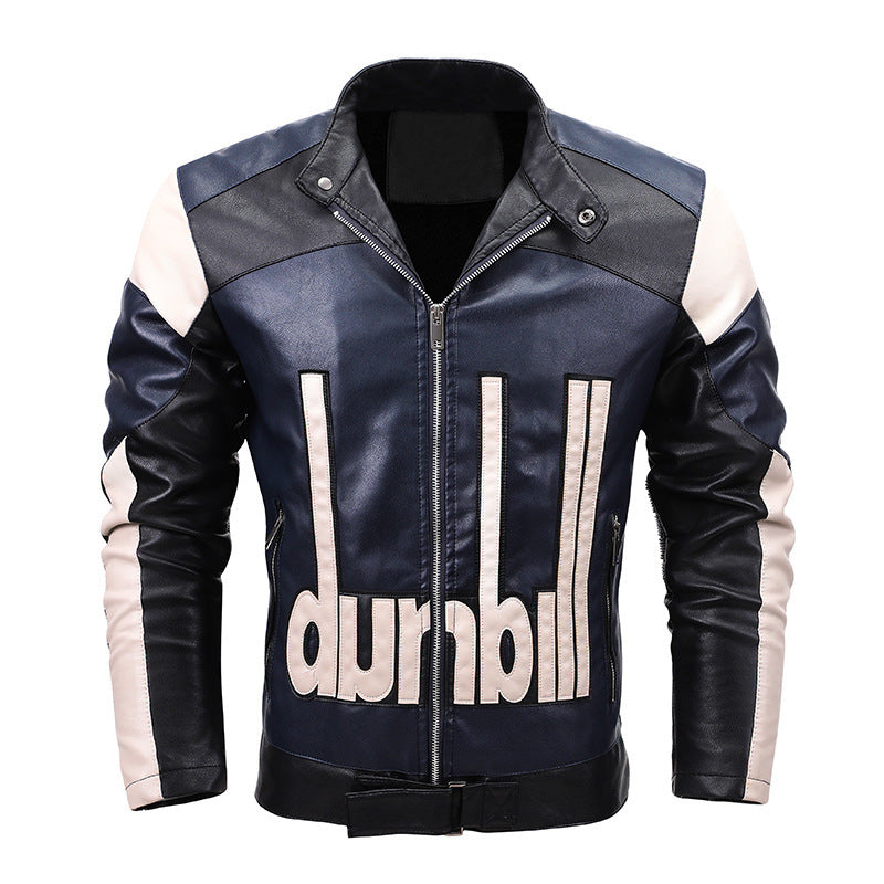 Herren Bikerjacke aus Kunstleder mit markanter Logo‑Applikation und tailliertem Schnitt Drune