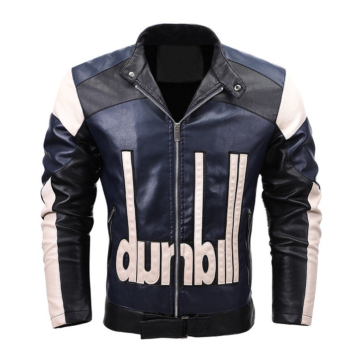 Herren Bikerjacke aus Kunstleder mit markanter Logo‑Applikation und tailliertem Schnitt Drune