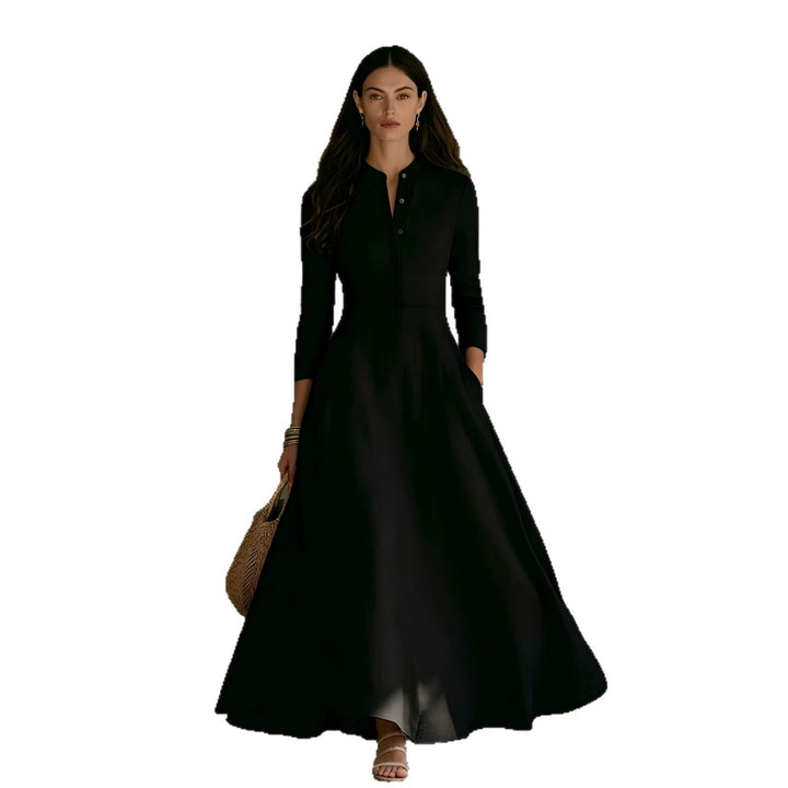 Damen Elegantes Langarm Maxikleid Drune